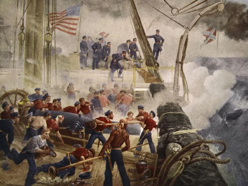 1856-Henry Alexander Ogden - Farragut a bordo della Hartford nella baia di Mobile, 5 agosto 1864
